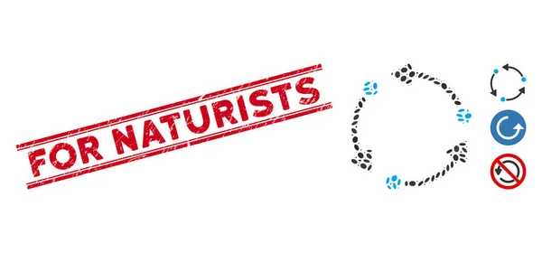 Distress For Naturists Line Stamp and Mosaic Rotate Icon — Stock vektor