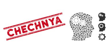 Textured Chechnya Line Seal with Mosaic Head Wheels Rotation Icon