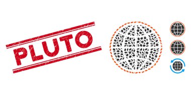 Mozaik Küre Simgesi ile desenli Plüton Çizgisi Mührü