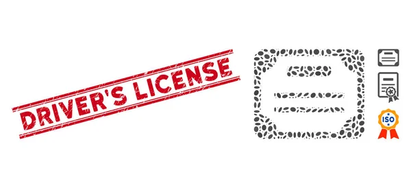 Grunge DriverS License Line Stamp and Collage License Icon — Stok Vektör
