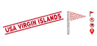 Kazınmış Usa Virjin Adaları Damga ve Kolaj Üçgeni Bayrak Simgesi