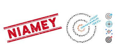 Çizilmiş Niamey Satır Mühürleme ve Kolaj Hedefi Ok Simgesi