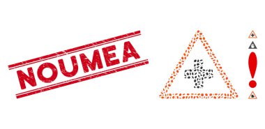 Kolaj Sağlık Uyarı Simgesi ile Çizilmiş Noumea Çizgisi Mührü