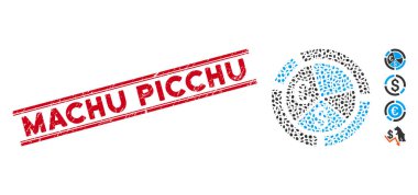 Mozaik Para Birimi Diyagramı Simgesi ile Tehlike Machu Picchu Hattı Mührü