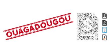 Desenli Ouagadougou Satır Damgası Mozaik Fatura Simgesi