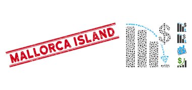 Üzerinde Mozaik Destanı Başarısız Simgesi olan Mallorca Adası Çizgisi Damgası