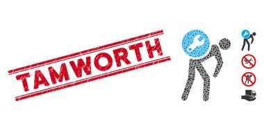 Çizilmiş Tamworth Hattı Damga ve Kolaj Servis Kuryesi Simgesi