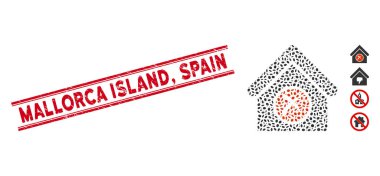 Desenli Mallorca Adası, İspanya Hat Damgası ve Mozaik Silme Binası Simgesi