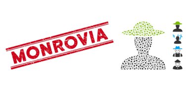 Tehlike Monrovia Hattı Mührü ve Mozaik Çiftçi Kişi Simgesi