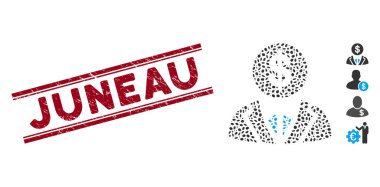 Dokulu Juneau Hattı Damgası ve Mozaik Bankacı Simgesi