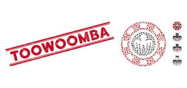 Grunge Toowoomba Line Stamp and Mosaic Spectre Casino Chip Icon