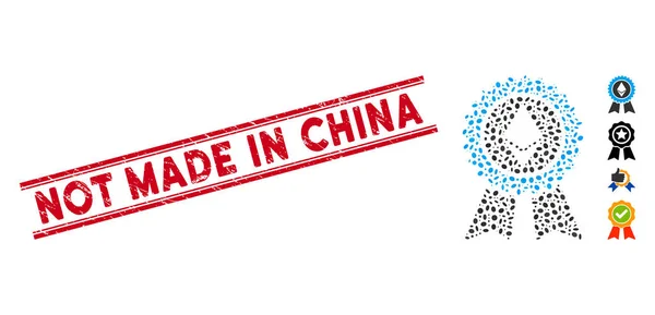 Dificuldade não feita na China Line Stamp e Mosaic Ethereum Reward Seal Icon — Vetor de Stock