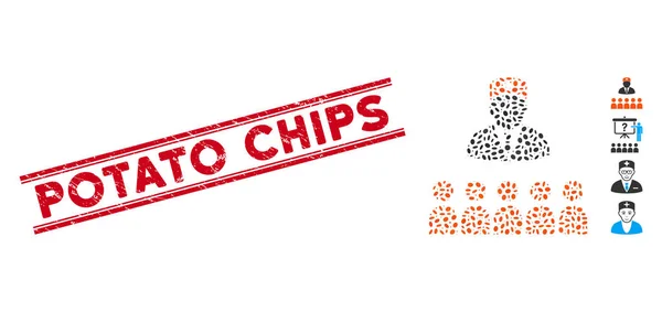 Пломба и икона медицинского класса "Disress Potato Chips Line" — стоковый вектор
