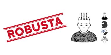 Distress Robusta Line Stamp with Mosaic Neural Interface Icon