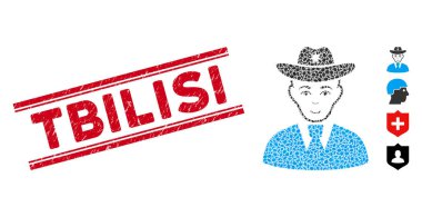 Scratched Tbilisi Line Seal with Mosaic Sheriff Icon