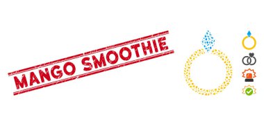 Textured Mango Smoothie Line Stamp and Collage Ethereum Jewelry Ring Icon