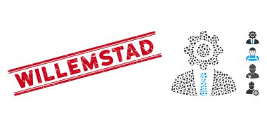 Desenli Willemstad Satır Mühürleme ve Kolaj İşçi Simgesi