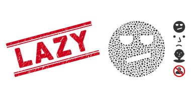Desenli Lazy Line Stamp ve Mozaik Sıkıcı Smiley Simgesi