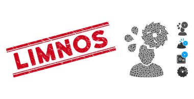 Çizilmiş Limnos Çizgisi Damgası ve Mozaik Dairesel Testere Kazası Simgesi