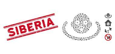 Çizilmiş Sibirya Çizgisi Damgası ve Mozaik Bebek Ortamı Simgesi