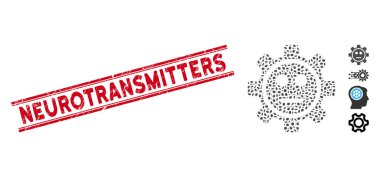 Kolaj Gear Nötr Güler yüz Simgesi ile desenli Nörotransmitter Hattı Mührü
