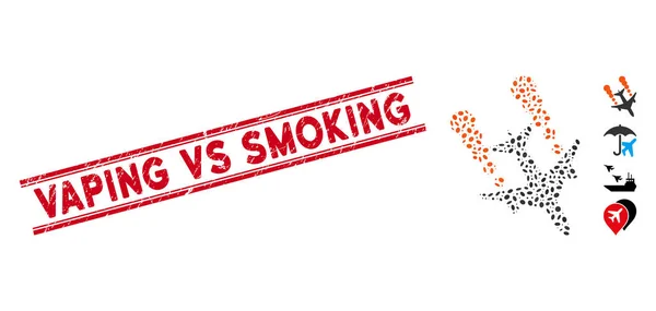 Krabben Vs Smoking Line Seal en Mosaic Airplane Smoke Trace Icon — Stockvector