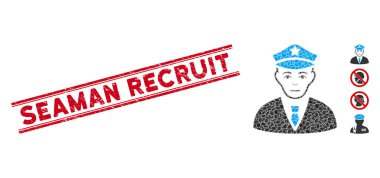 Mozaik Polis Memuru Simgesi ile Dokulu Denizci Acemi Çizgisi Damgası