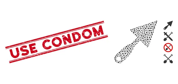Используйте печать линии презервативов и икону Коллаж — стоковый вектор
