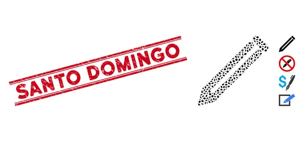 Sello de línea Grunge Santo Domingo con icono de lápiz de mosaico — Archivo Imágenes Vectoriales