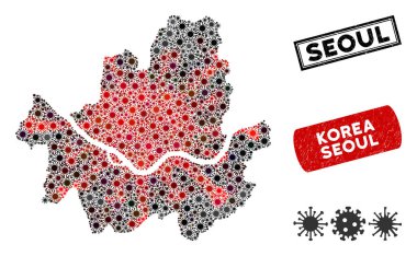 Coronavirus Mozaik Seul Şehir Haritası
