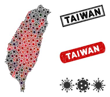Coronavirus Mozaik Tayvan Adası Tehlike Damgalı Haritası