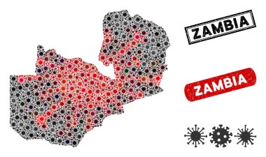 Koronavirüs Kolajı Zambiya Dokulu Filigranlı Haritası
