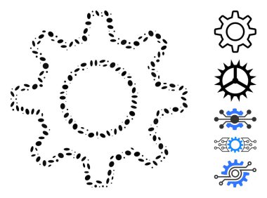 Dot Mosaic Outline Gearwheel
