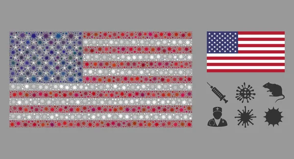 Coronavirus Collage USA Flag — Stok Vektör