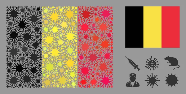 Coronavirus Collage Belgium Flag — Stock Vector