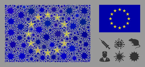 Coronavirus Collage Europa Flagge — Stockvektor