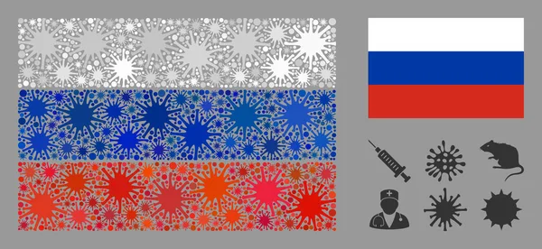 Coronavirus Colagem Rússia Bandeira — Vetor de Stock