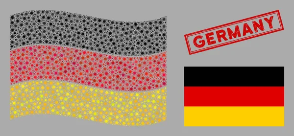 Waving Coronavirus Collage Germany Flag — Stock Vector