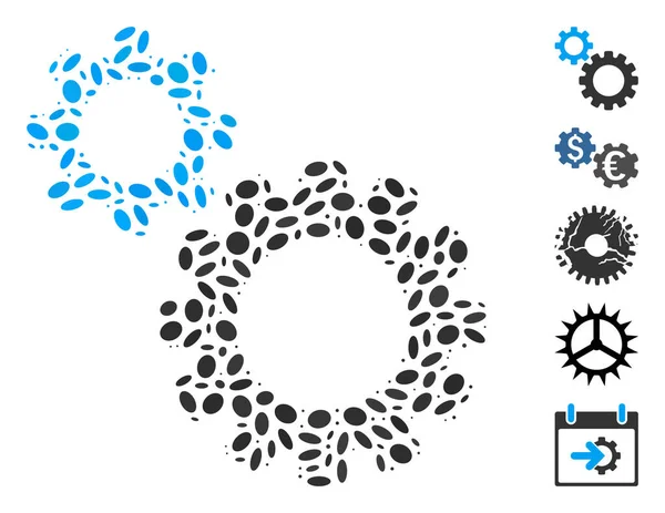 Engrenagens de transmissão em mosaico pontilhado — Vetor de Stock