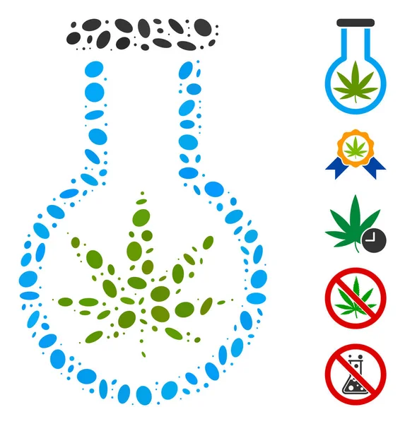 Frasco de cannabis mosaico elipse — Vector de stock