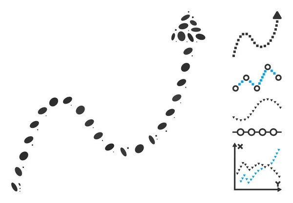 Punkt Mosaik Gepunktete Kurvenrichtung — Stockvektor