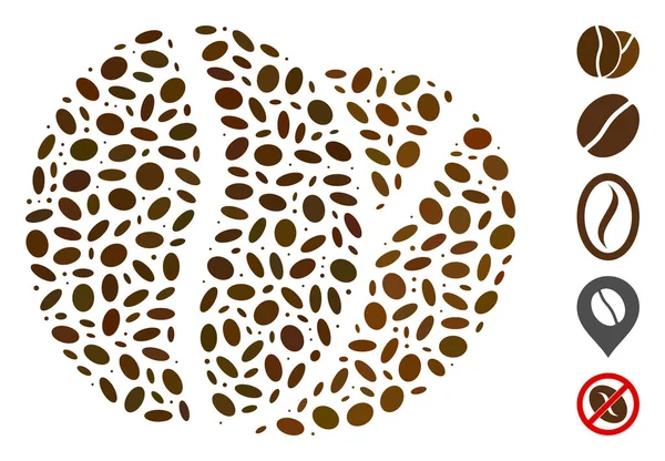 Haricots de café mosaïque ovale — Image vectorielle