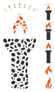 Oval Mosaic Fire Torch Light