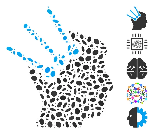 Connettori di interfaccia neurale Dot Collage — Vettoriale Stock
