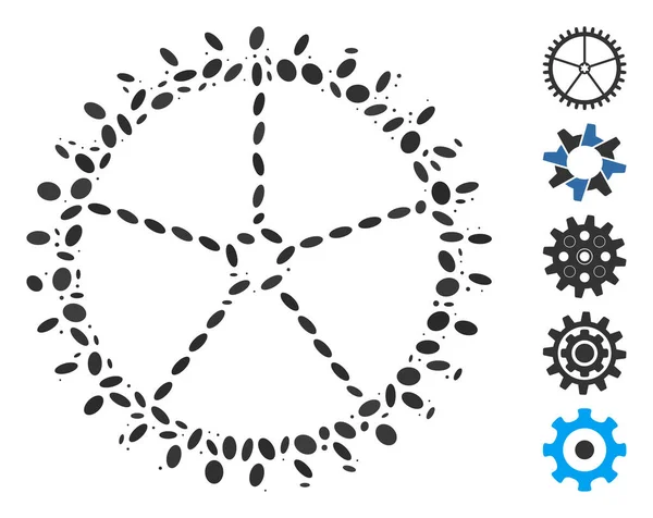 Roda de dente de colagem oval — Vetor de Stock