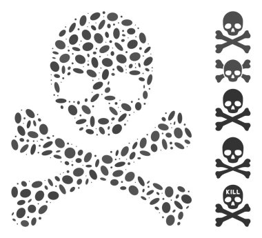 Oval Mosaic Skull and Crossbones