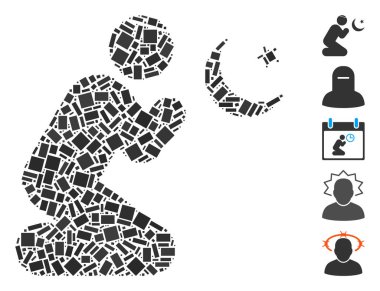 Noktalı Kolaj Dua eden Müslüman