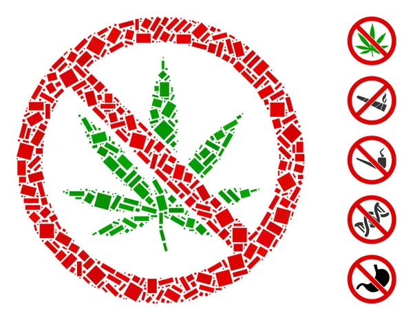 Collage punteado sin marihuana — Vector de stock