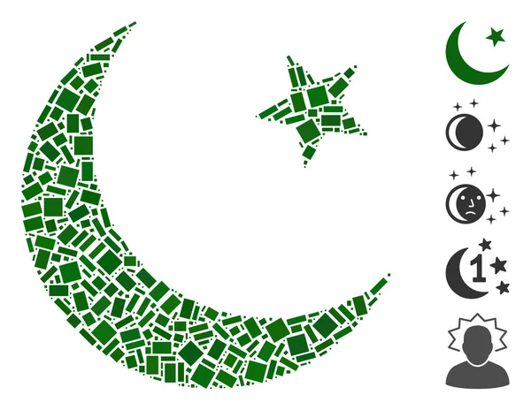 Rectangle Collage Muslim Moon — Stockový vektor