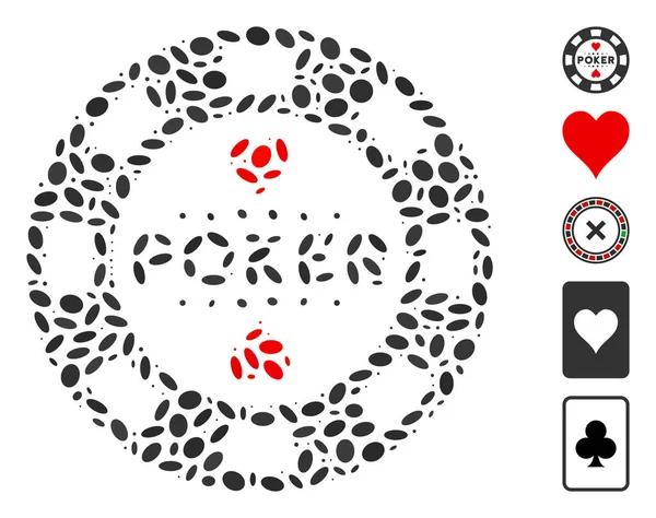 Prickade Collage Poker Kasino Chip — Stock vektor